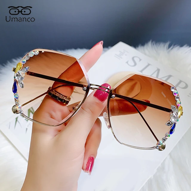 HW2013 - Rimless Retro Round Geometric Frameless Tinted Fashion Sunglasses