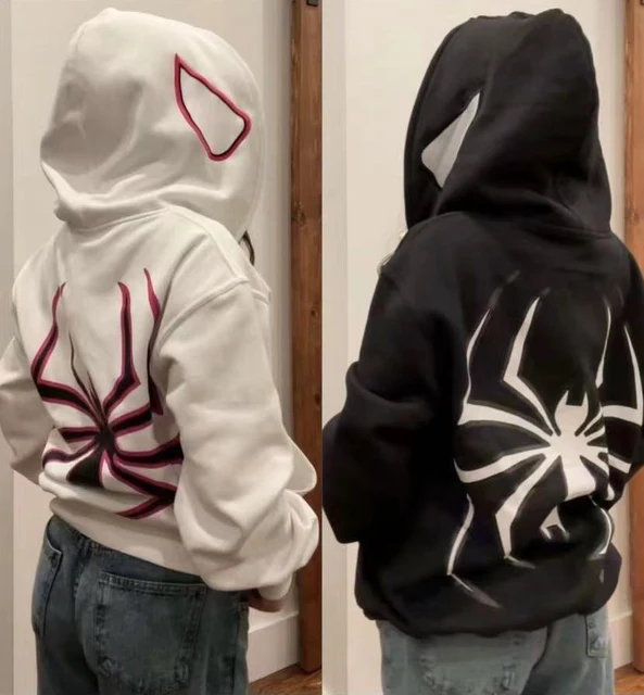 Y2K-sudaderas con capucha personalizadas para mujer, sudaderas con capucha de araña grande para parejas, Halloween europeo