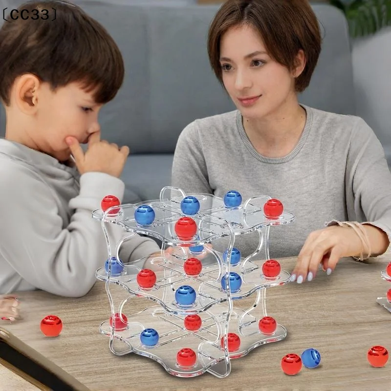 1 세트 인터랙티브 체스 보드 게임 장난감 3D TIC-TAC-TOE 게임 재미있게 플레이할 수 있는 교육용 장난감 사각형 전략 테이블 게임〔CC33〕