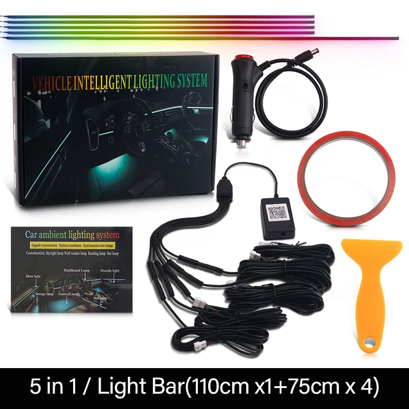 ตัวเลือกสินค้า รถ LED ตกแต่งบรรยากาศ 64 สี ควบคุมด้วยแอปพลิเคชัน