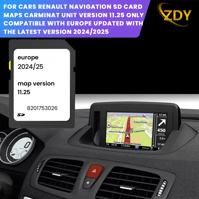 GPS Map Navigation SD Cards Navigation SD Card For Renault Carminat Version 11.25 853026 For Renault Megane Clio