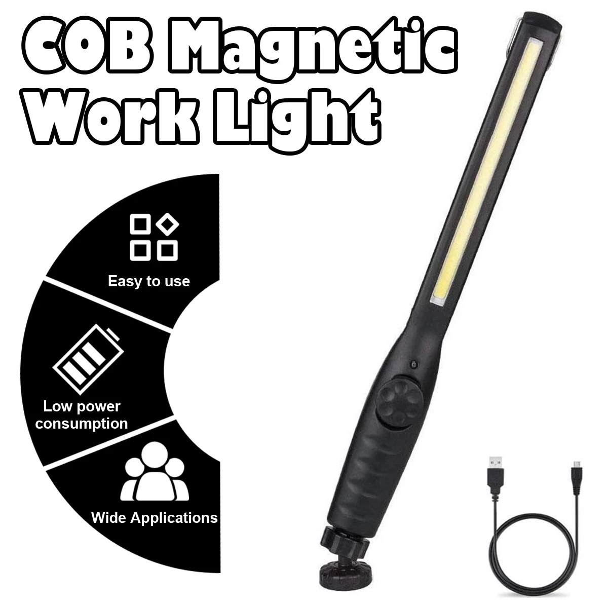 Led Waterproof Work Light Power Flashlight With Magnet Rechargeable Portable Camping 360&deg;Rotation Base Bright Work Light Usb New
