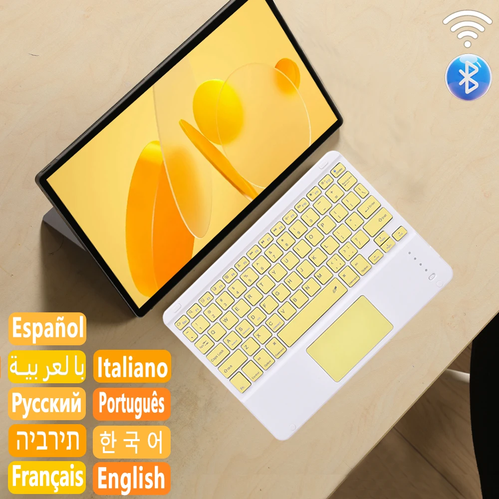 AZERTY Иврит Испанский Португальский Русский корейский клавиатура мышь для планшета Samsung Tab S9 FE S8 S7 A9 Plus A8 10,5 A7 A6 Andriod