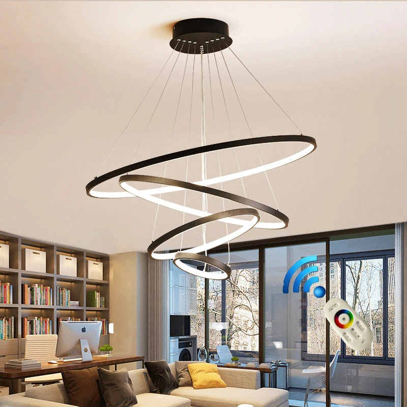 

Modern Led Pendant Light 40/60/80cm Rings Chandelier Lighting Lustre Ring Lights Living Room Decoration Bedroom Light Fixtures