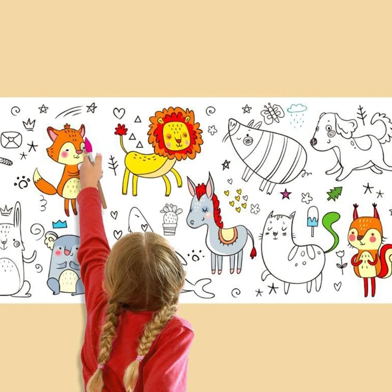 

300cm Drawing Paper Child DIY Cartoon Theme Scene Painting Coloring Paper Roll for Kid Learning Education Toy