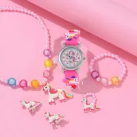 Kegllect 6PCS Children Unicorn Watch Set Cartoon Boys and Girls Quartz Watches Gift for Kids Necklace Bracelet Rings 2