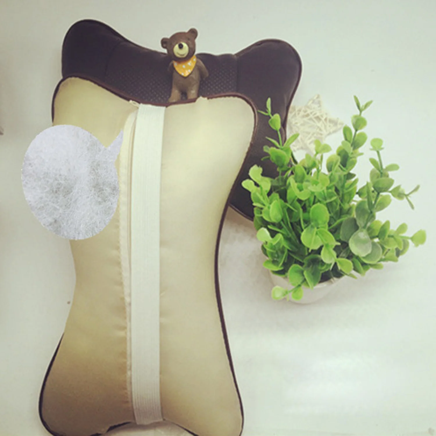 

Protect neck Neck Support Pillow Car Seat Pillow Synthetic Leather PP Sponge neck cushion high strength elastic