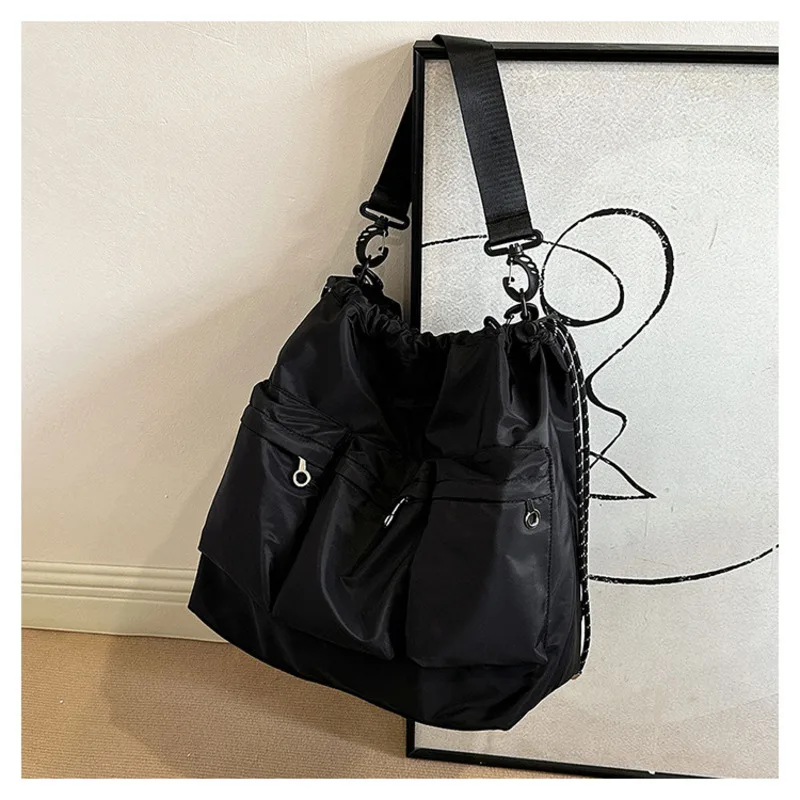 2024 New Women Black Women's New Cool Campus Leisure Sports One Shoulder Crossbody Luggage Travel Functional Bag