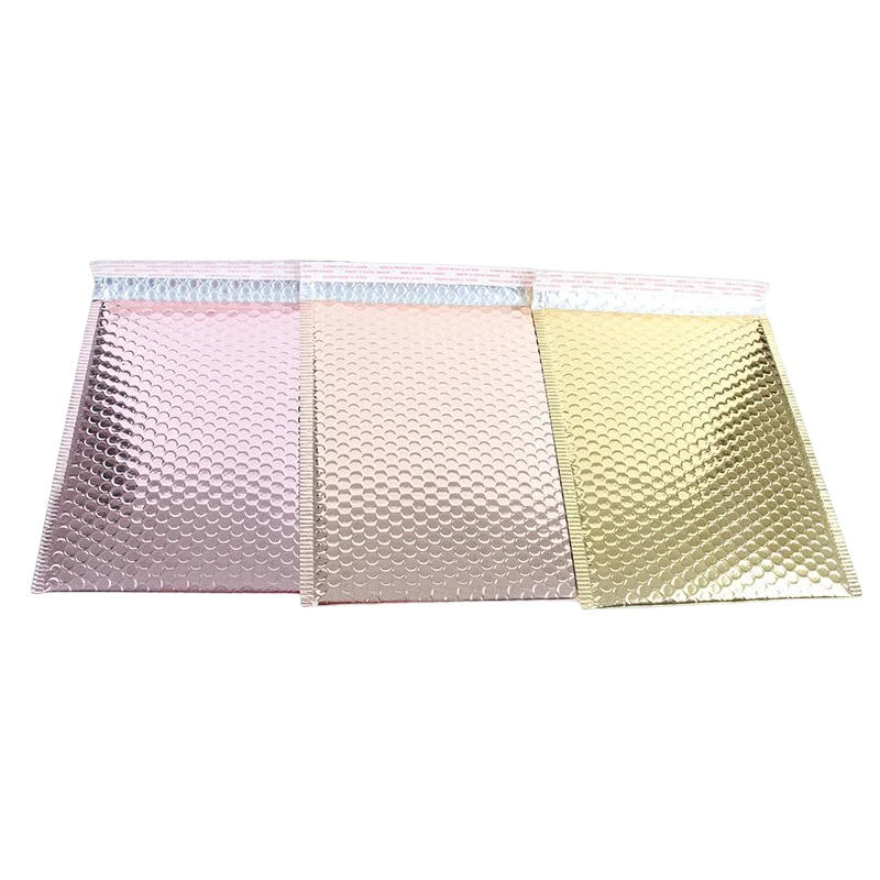 50Pcs Pink Rose Gold Metallic Bubble Mailer Shipping Bags with Waterproof and Self Seal Strip Padded Envelopes