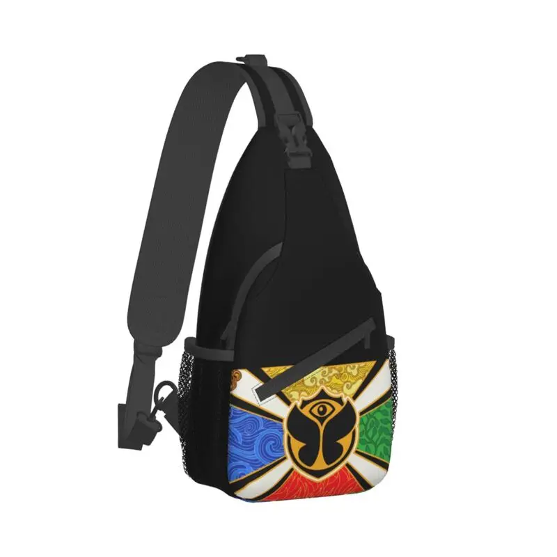 

Tomorrowland Flag Sling Crossbody Backpack Men Custom Shoulder Chest Bag for Traveling Daypack