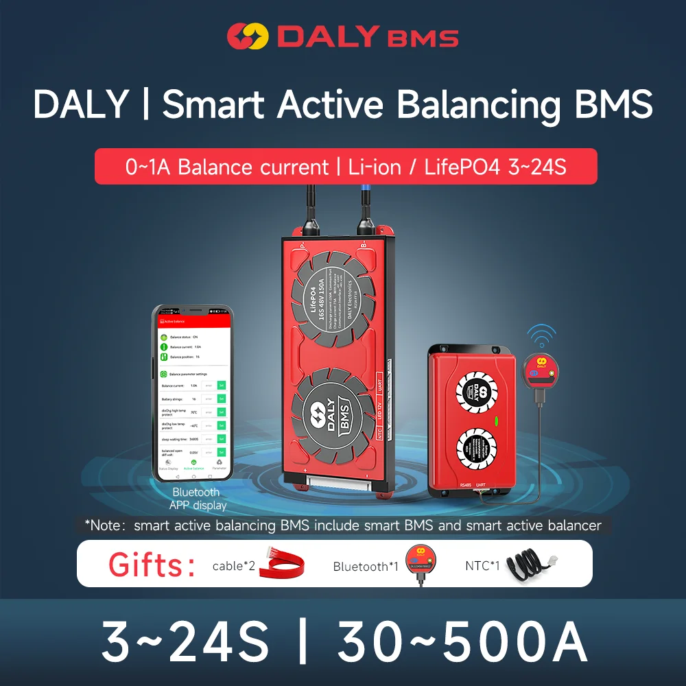 

Daly Smart BMS Smart Active Balancer Current 1A 4S 8S 12S 13S 14S 16S 20S 24S 60A 80A 100A 150A 200A 500A Lifepo4 Li-Ion Battery