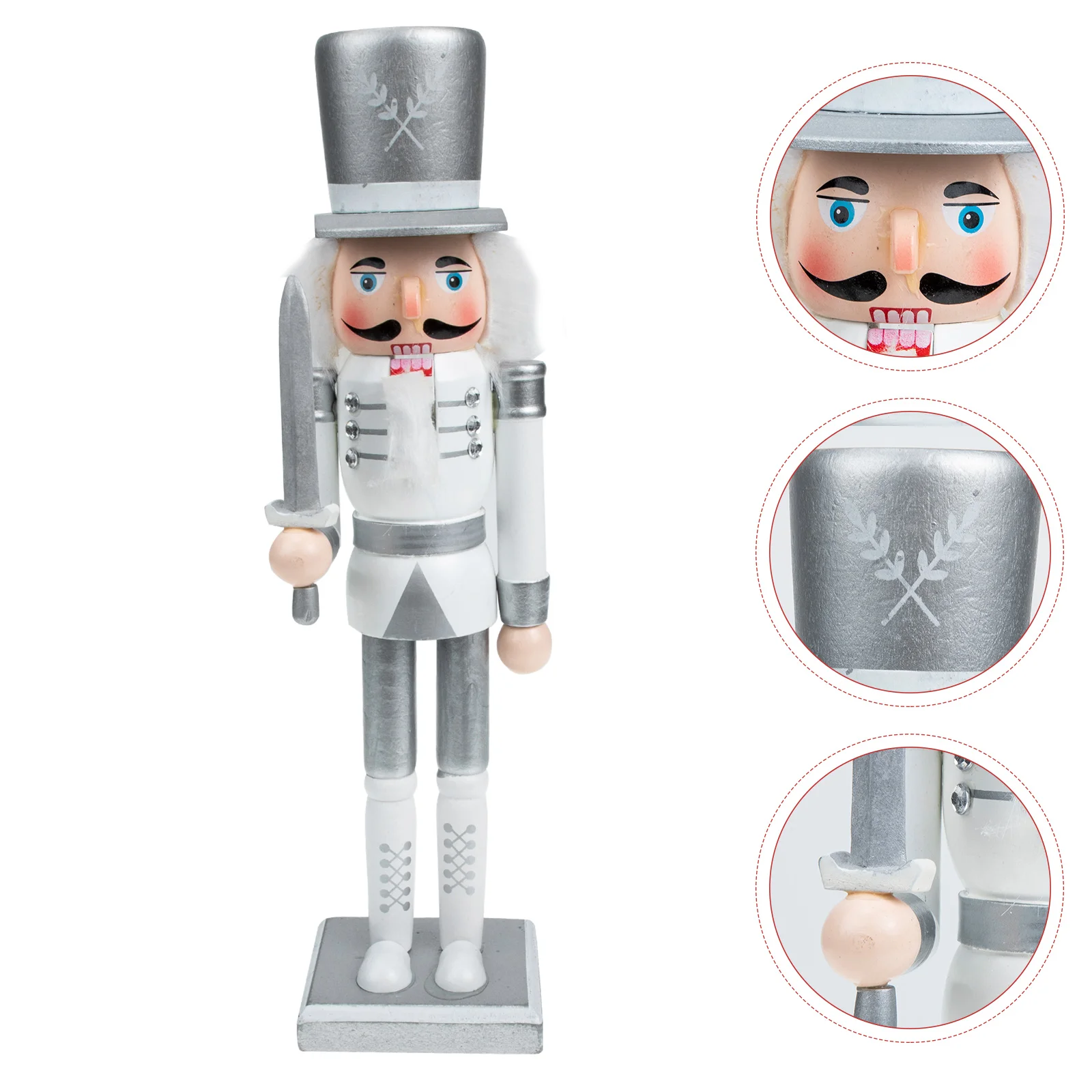 

Christmas Nutcracker Statue Decorations Wood Table Top Ornaments Wooden Nutcracker Soldier Figurine Desktop Ornaments