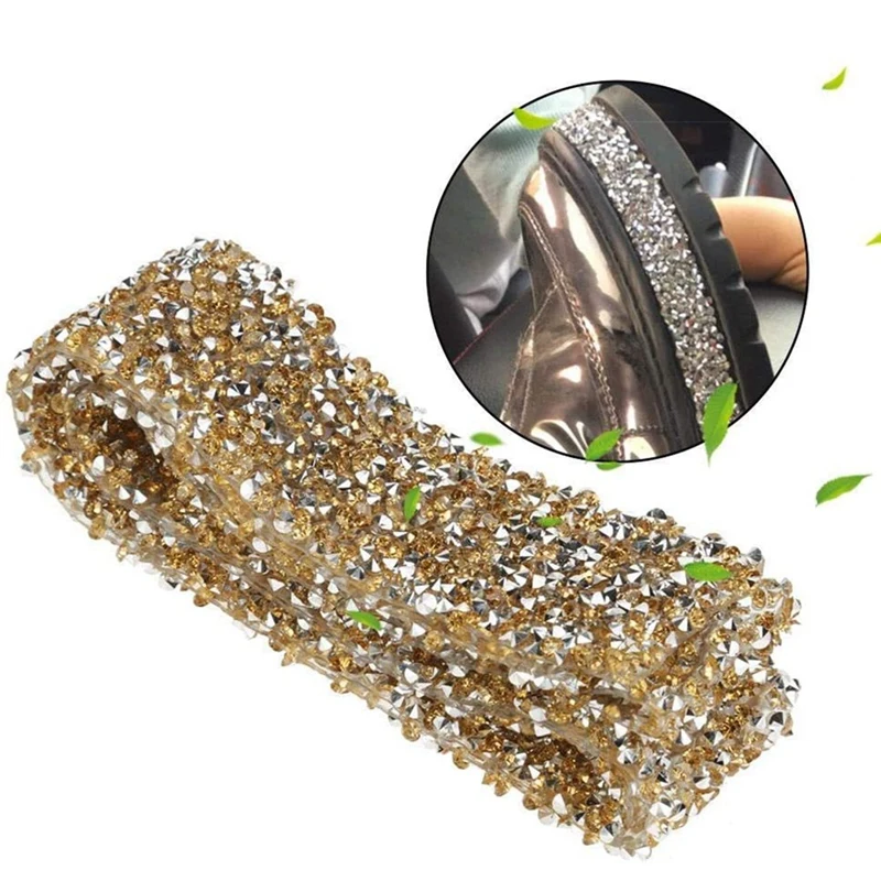 다이아몬드 메쉬 벨트, 반짝이는 크리스탈 라인스톤 리본, 웨딩 장식, 폭 3cm, 길이 90cm, 1 롤