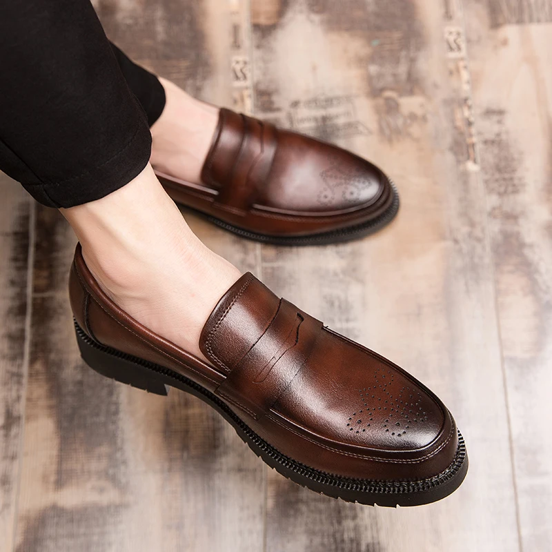 

Luxurious Men Dress Shoes Inner High Loafers Men Shoes Casual Shoe Man Fit Classic Party British Men's Height-increasing Shoes