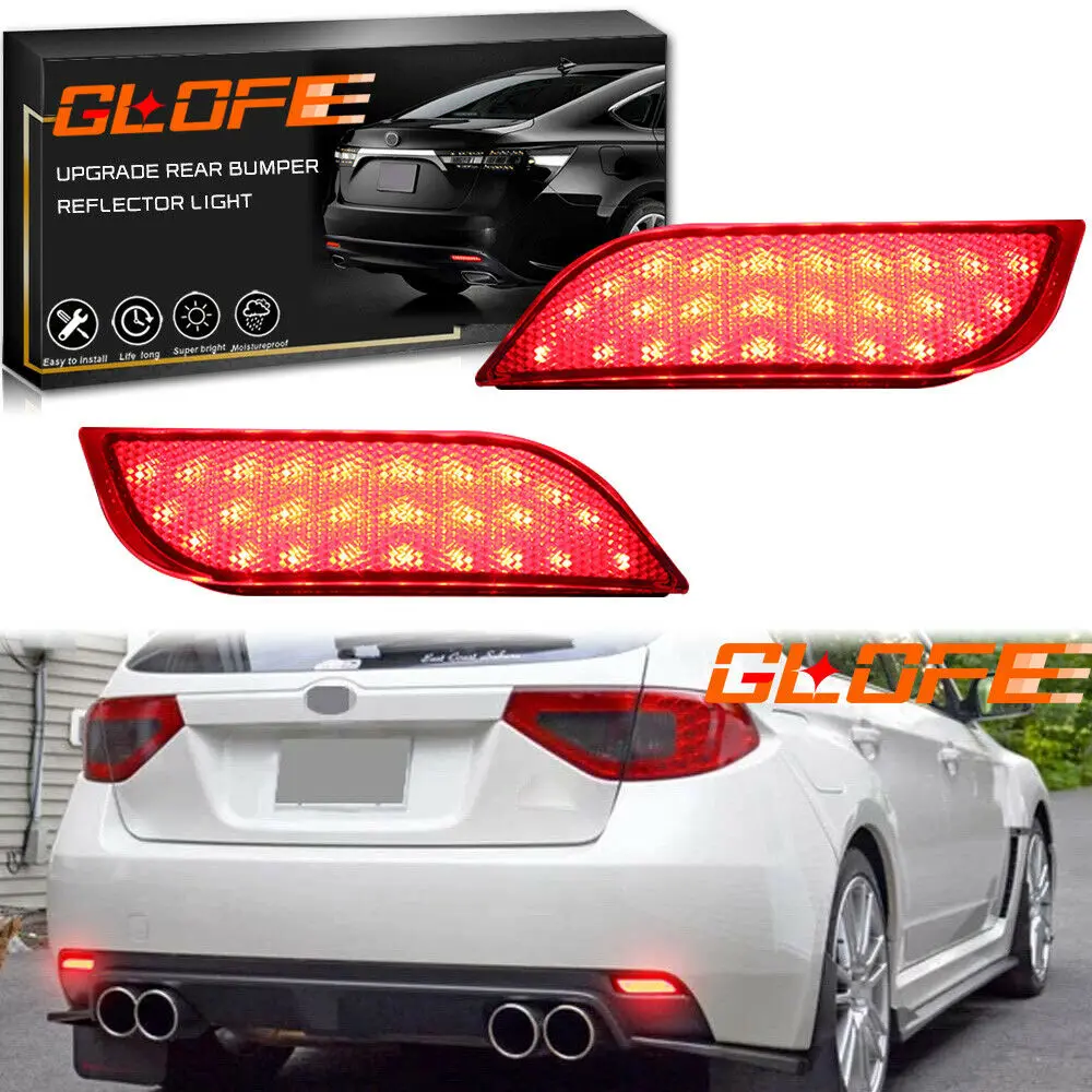 For Subaru Impreza Wrx Sti Red Lens Led Rear Bumper Reflector Tail