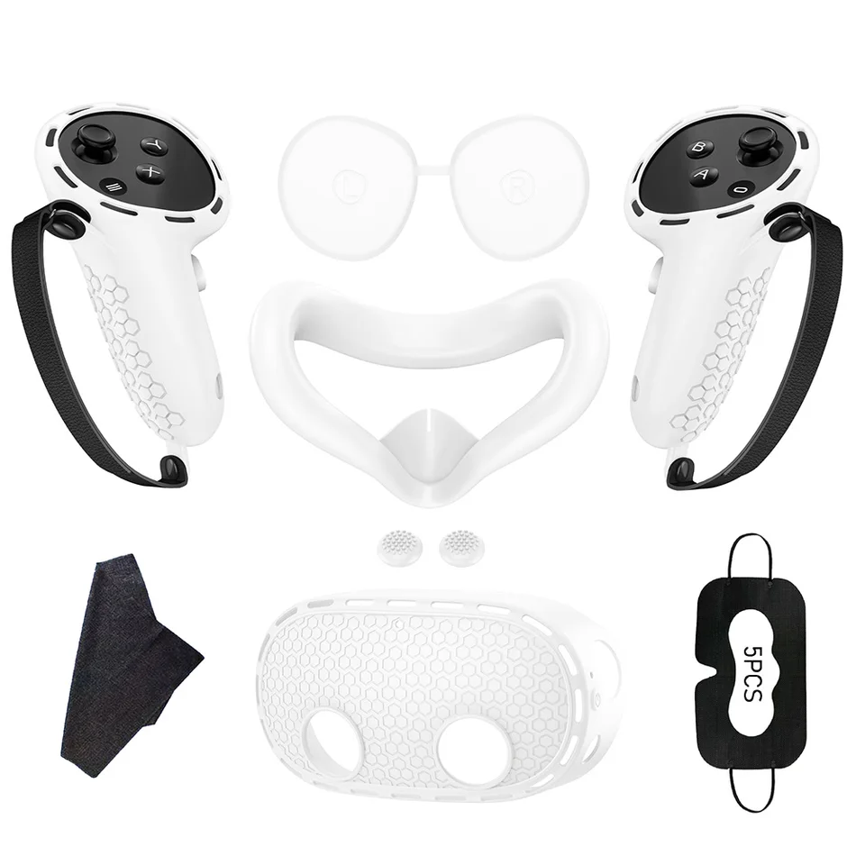 Silicone Cover Set Controller Grips VR Shell Cover Protective Cover Face Cover Lens Cover for Meta Quest 3S