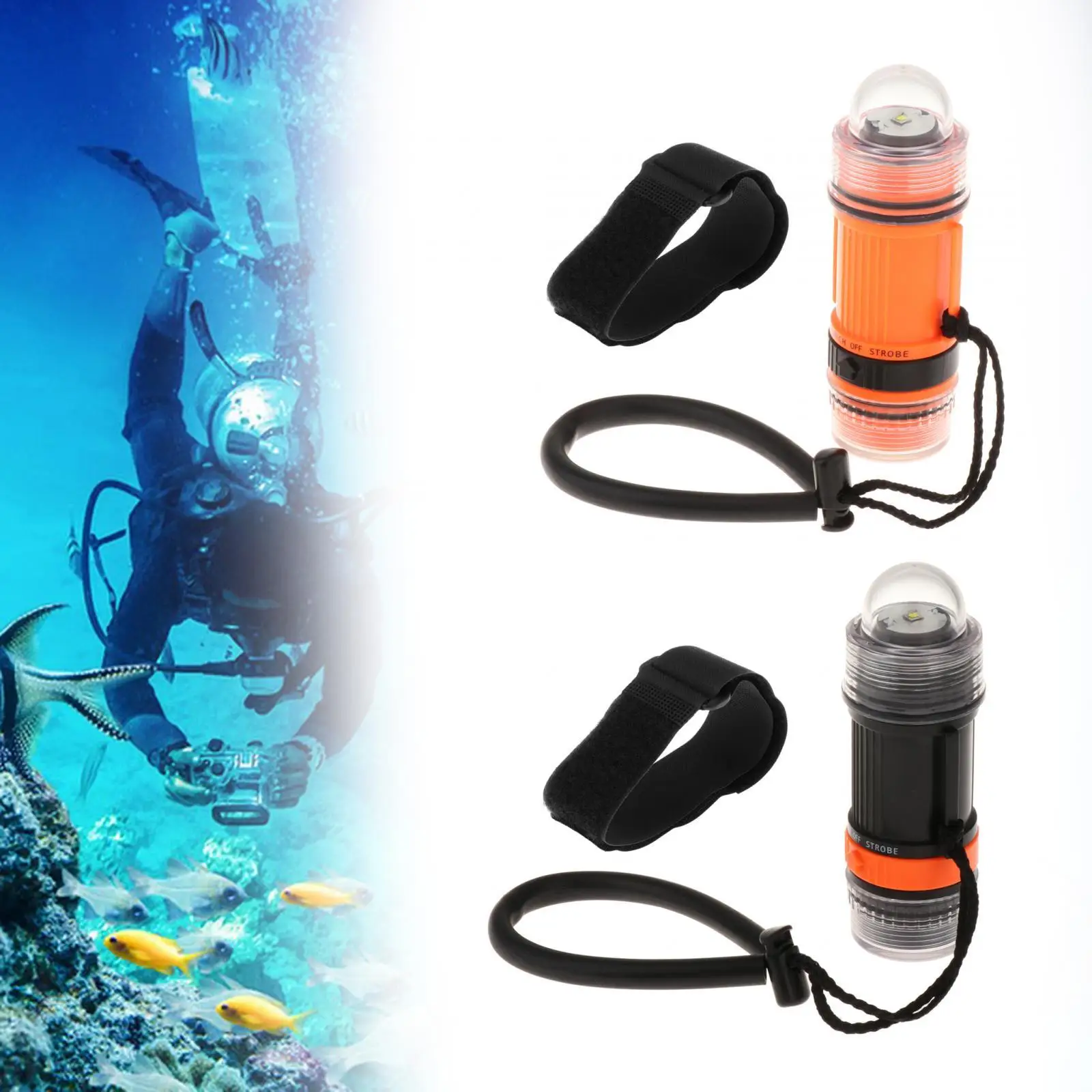 Diving Flashlight Bright Handheld Snorkeling 2 in 1 Portable Scuba Diving Strobe for Hiking Under Water Outdoor Deep Sea Caving