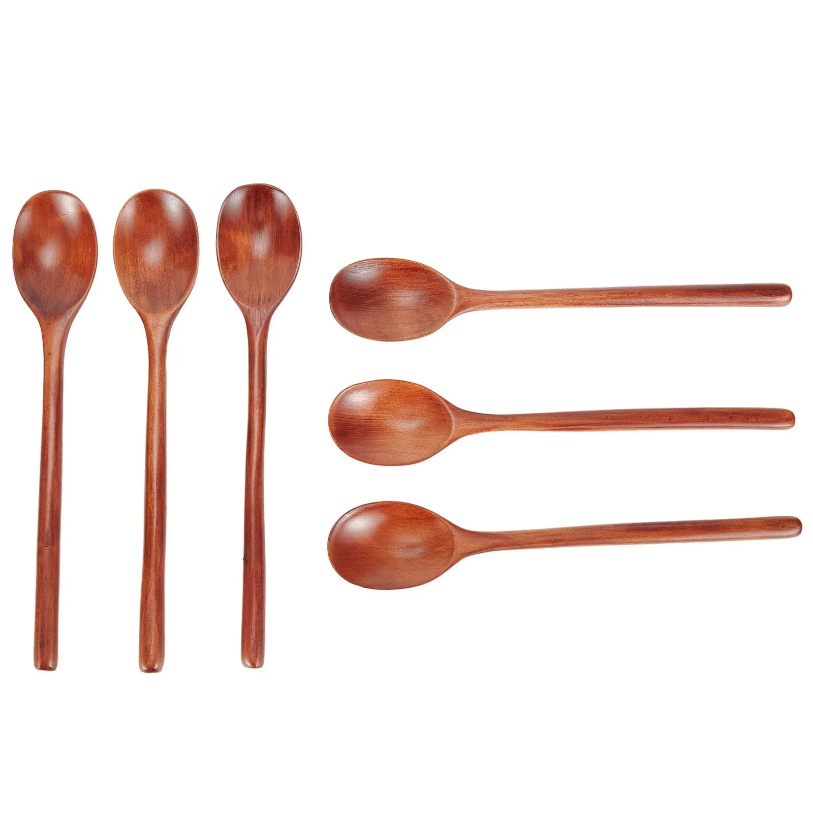 

5/6PCS Long Spoons Wooden Natural Round Cooking Spoons For Soup Cooking Mixing Stirr Korean Style Kitchen Utensil