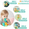 Soft Hanging Crinkle Squeaky Sensory LearningToy Stroller Car Seat Crib Travel Plush Animal Wind Chime with Teether Boys Girls 3