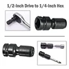 Meikela 1PCS 1/2 inch square drive to 1/4 inch hex socket adapter converter Chuck adapter for impact air and electric wrench 2