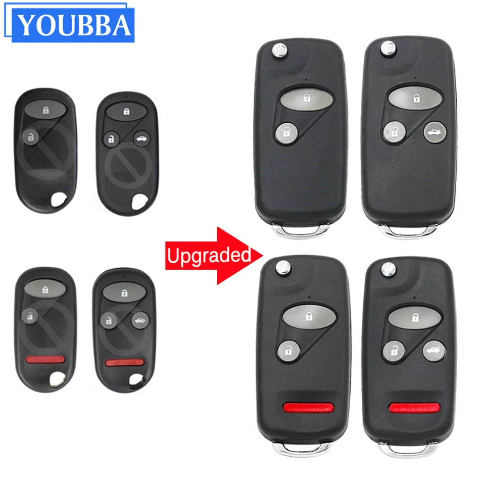 3+1 Button Flip Key Shell Remote Case Fob For Honda Accord Civic