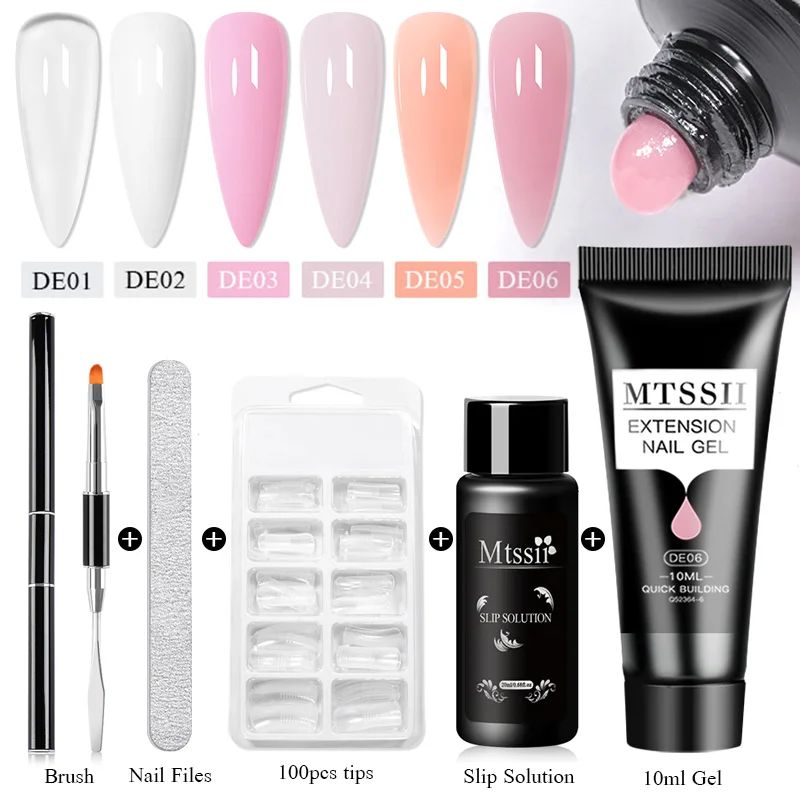 Mtssii 10Ml Kit Gel Di Estensione Delle Unghie Costruzione Rapida Gel Duro Cristallo Acrilico Bianco Nudo Gel Smalto Per Unghie Set Di Gel Da Costruzi