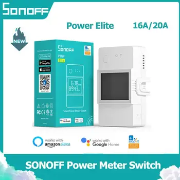SONOFF POW Elite Power Meter Switch Wifi Overload Protection LCD Screen Power Sensor 16A /20A Works With Alexa Google Home