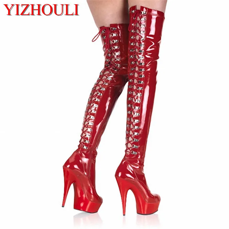

Model 6 inches sexy over the knee boots, fashion paint base thin heel knight boots, 15cm women slim over the knee dance shoes