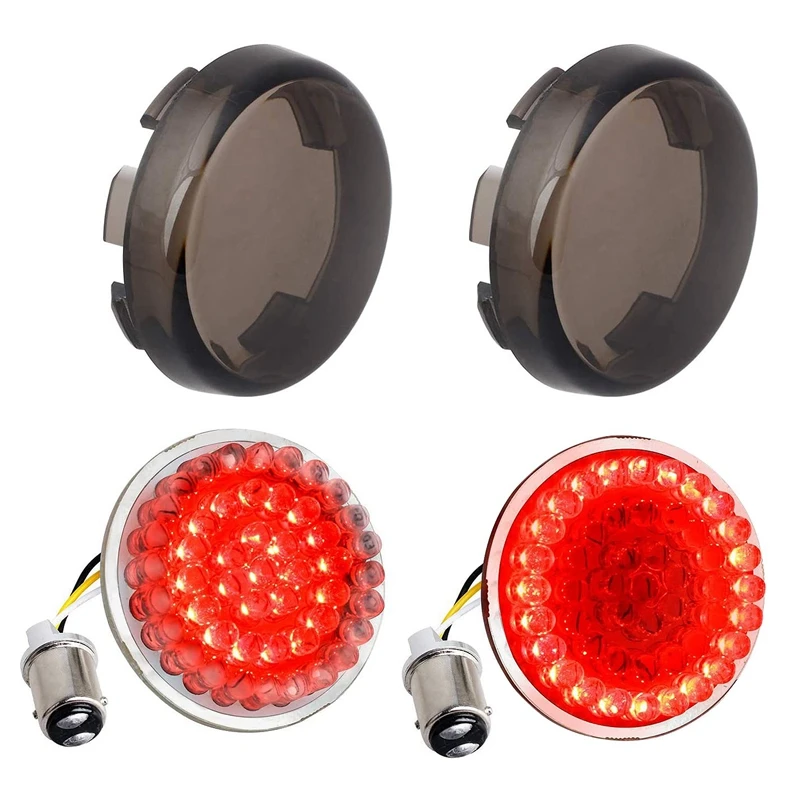 

4PCS Smoked Turn Signals 2 Inch Rear Brake Running Light Motorcycle 1157 Insert Kit For Softail Dyna Sportster