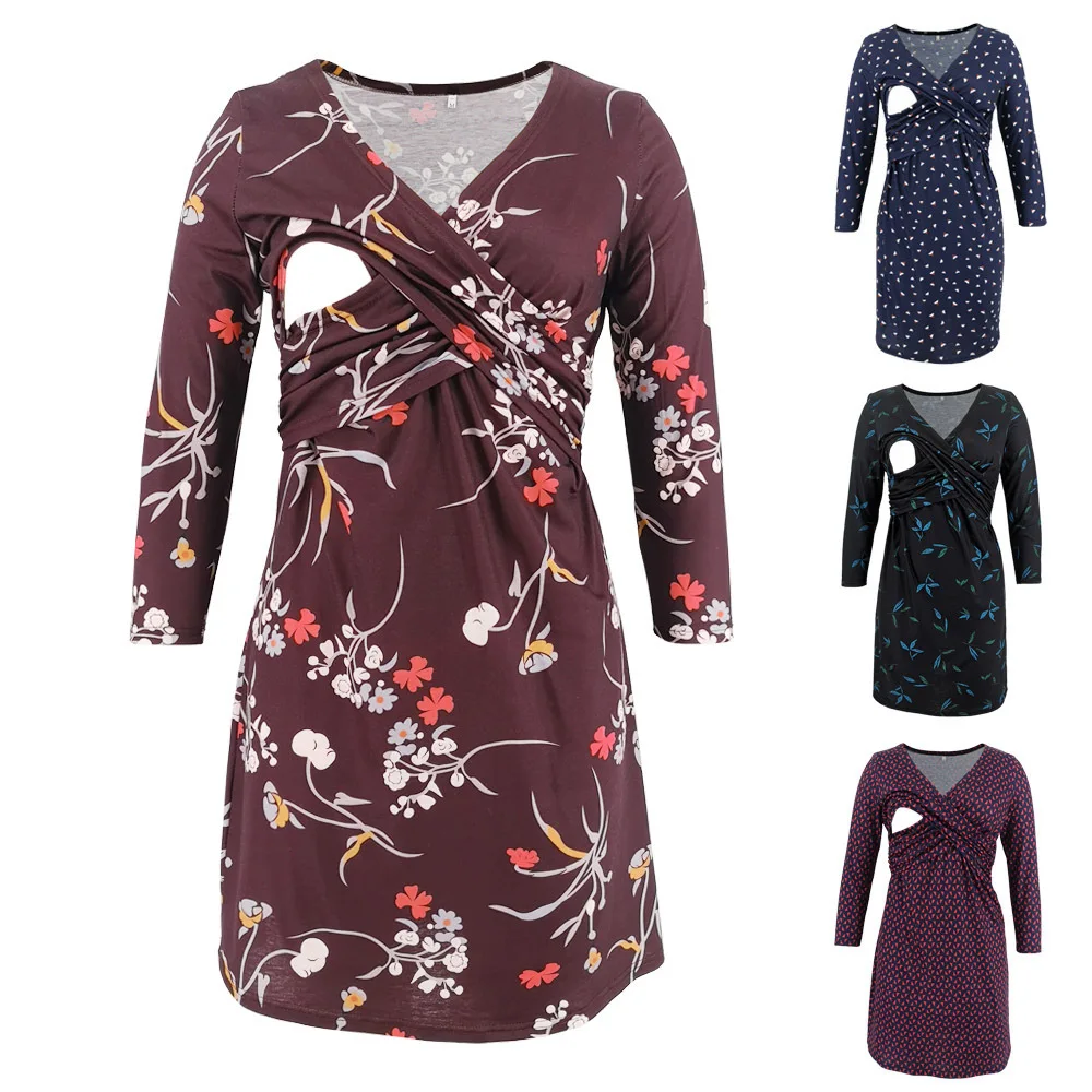 فستان صيفي للنساء الحوامل والأمهات والرضاعة فستان...