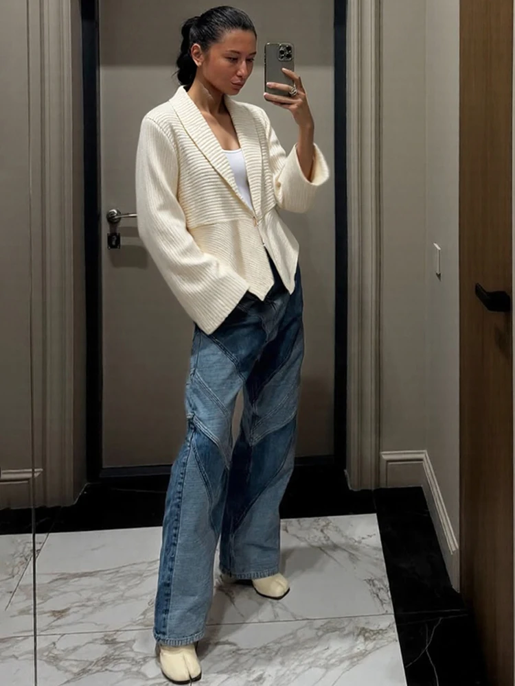 Nibber Autumn New Style Elegant Single Button Cardigan Sweater Coats Woman  Crochet Deep V-Neck Full Sleeve Office Style Jackets