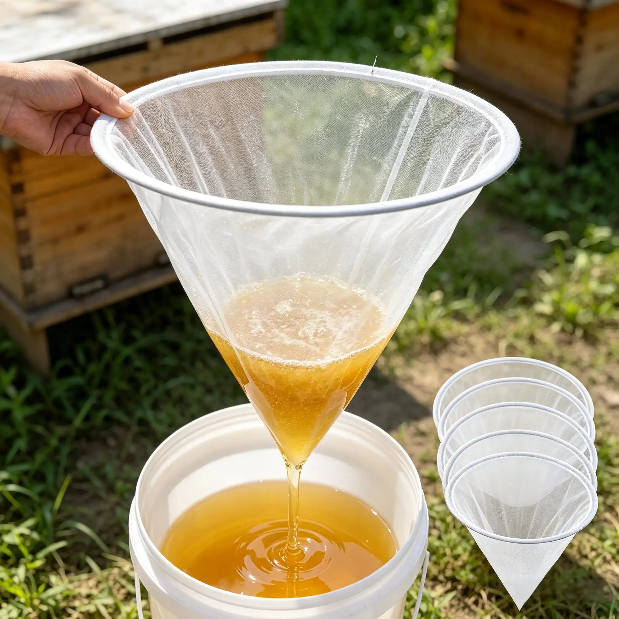 5Pcs Beekeeping Honey Strainers Flow Honey Bee Filter Mesh Bag Filters Extract Tools Beekeeping Tool Mesh Impurity Fiber Cloth