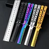 Foldable Comb Stainless Steel Practice Training Butterfly Knife Comb Beard Moustache Brushe Salon Hairdressing Styling black new 1