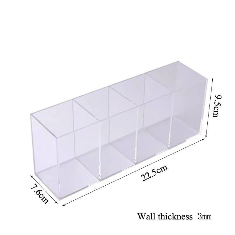 1/2/3/4 Slots Clear Makeup Brush Holder Pen Pencil Cup Stand Cosmetic Storage Box Desktop Stationery Organizer with Compartments 