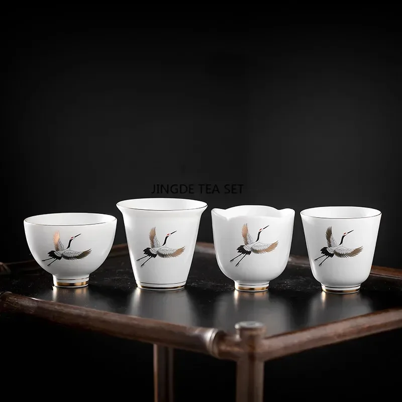 1pcs Chinese Ceramic Tea Cup Hand-painted Bird Pattern Travel Meditation Cup Handmade Tea Bowl Household Tea Set