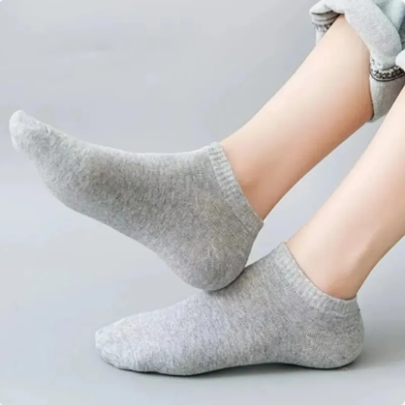 10 Pairs Women/Men Boat Socks Solid Color Casual Breathable Invisible Low Cut Silicone Non-slip Summer No-show Ankle Socks