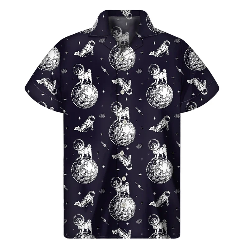 thumbnail image 1 of Camisas hawaianas con estampado 3D de astronauta para hombre, camisas con solapa de astronauta, camisetas holgadas con botones para la calle, blusas de manga corta, 1 of 5