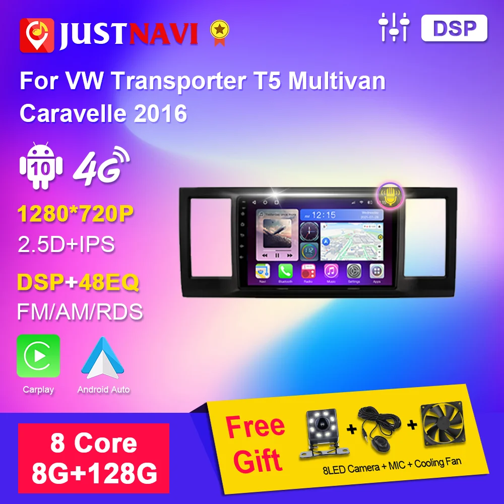 

JUSTNAVI Car Radio Multimedia Video Player for VW Transporter T5 Multivan Caravelle 2016 Autoradio Navigation GPS Carplay Stereo