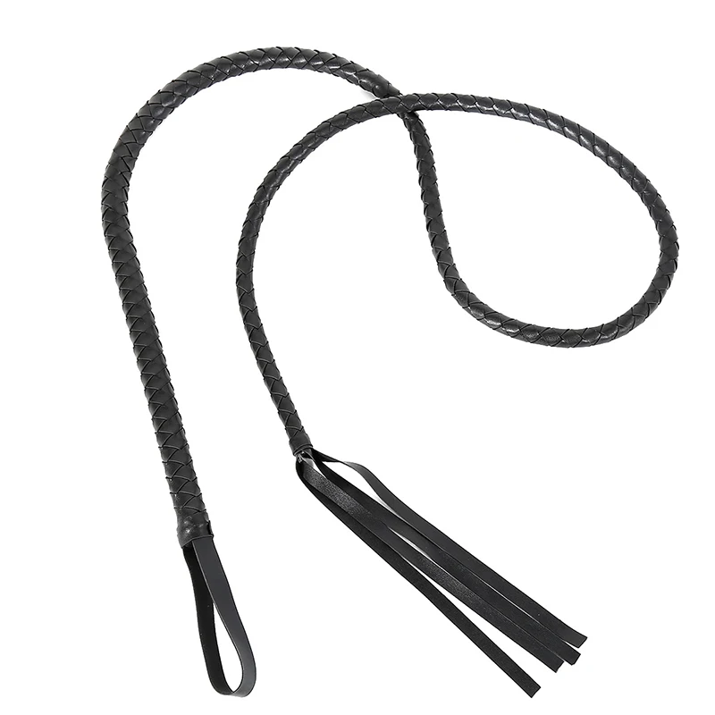 190cm Leather Weave Long Handle Snake Whip Horse Whip Riding Crop Flogger Paddle Slapper Horse Training Dressage Whips 3