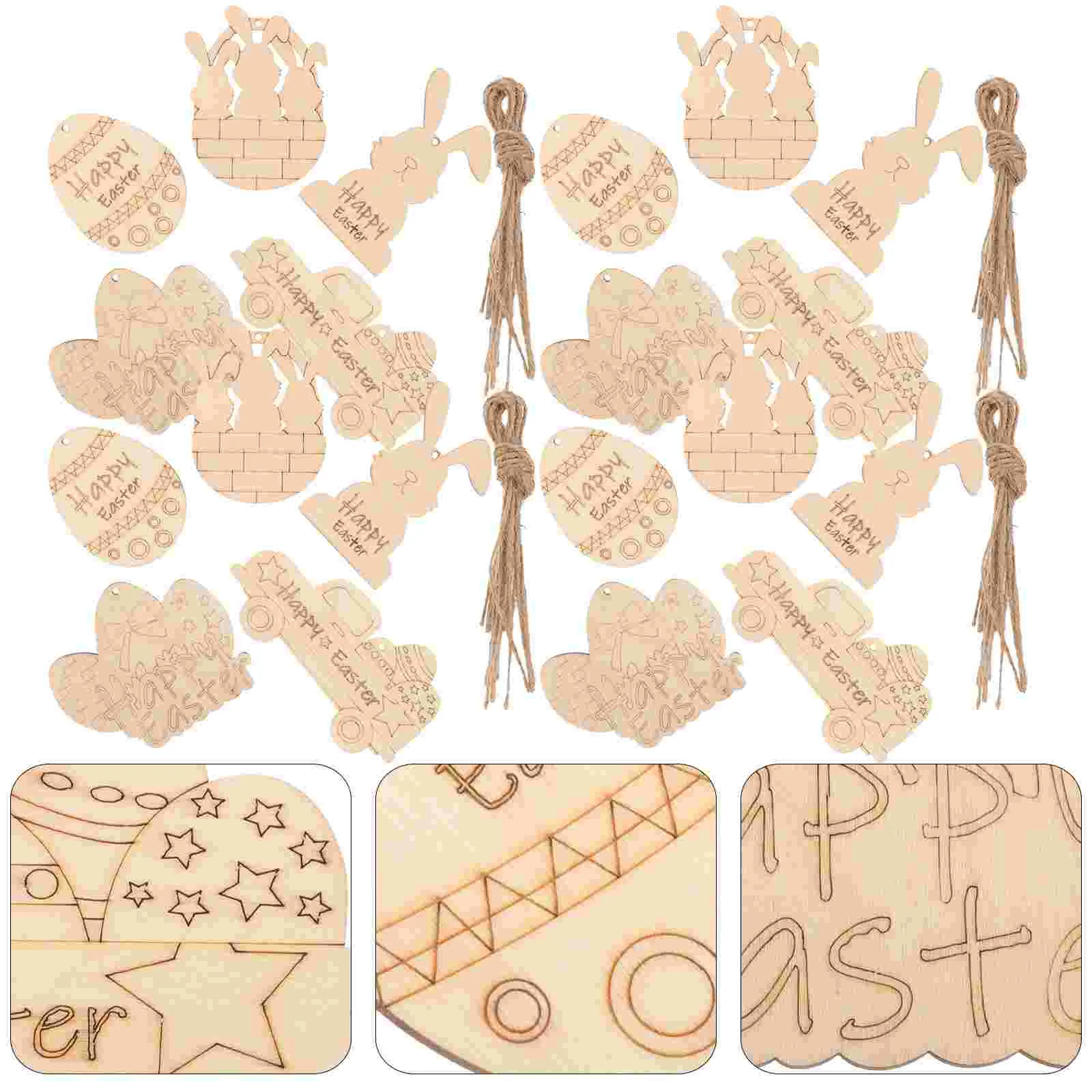 

Easter Unfinished Blank Wooden Cutouts Painting DIY Hanging Pendants Party Decoration