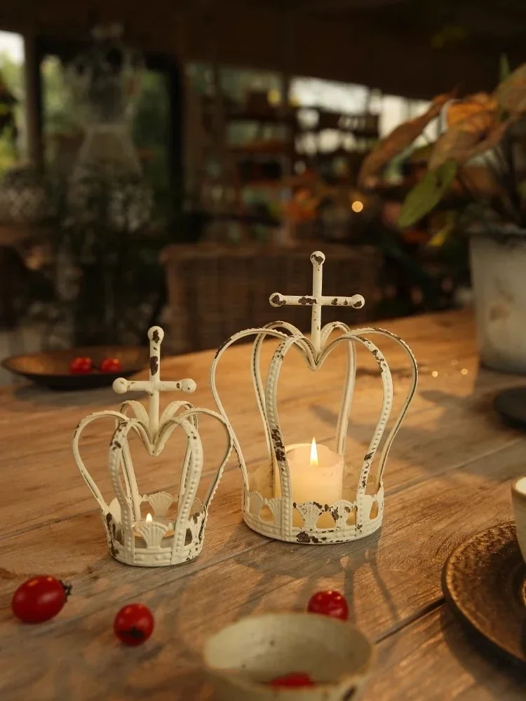 

Подсвечник Ironwork в виде короны, предметы интерьера в стиле ретро, украшения для сада, подсвечники с ржавчиной короной