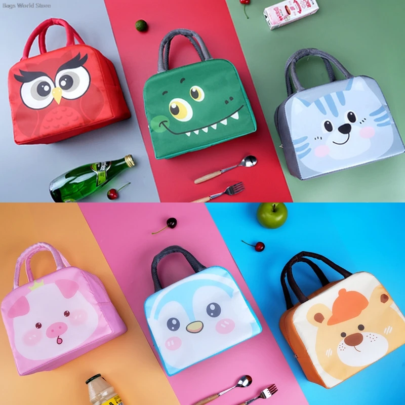 Lunch Bag Cartoon Cute Lunch Bag For Children Aluminum Insulation Keep Temperature Lunch Box Hangbag Outdoor Picnic Food Storage Bags