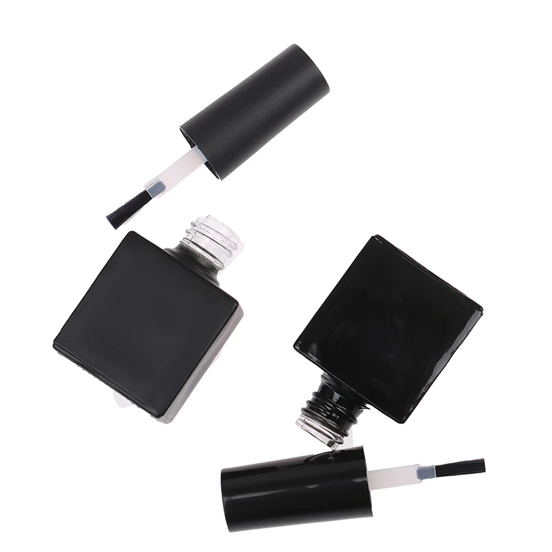 

1PC 10ml Empty UV Black Square Nail Polish Bottle With Small Brush Nail Art Container Care Oil Nail Hardener Storage Jar Small