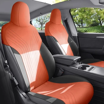 Car Special Suede Seat Cushion For Tesla Model Y Model 3 5 Seat Car Interior Cover All Weather Protection Leather-Full Set