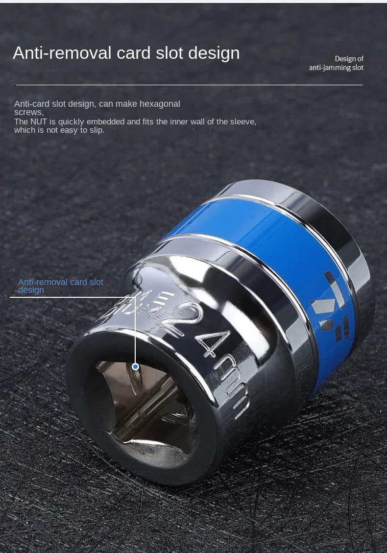 Description Picture 4 of item1/2 Inch 8-36mm CR-V Steel Hex Sockets for Nut Removal Anti-rust Treatment Blue Drive Short Ratchet Wrench Socket
