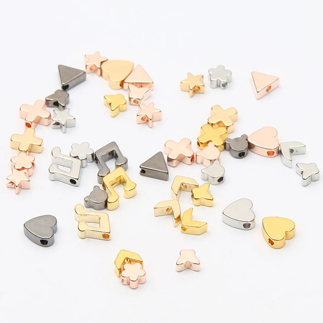 10pcs Stainless Steel 10mm Heart Beads Gold Spacer Beads Jewelry Bracelet  Making