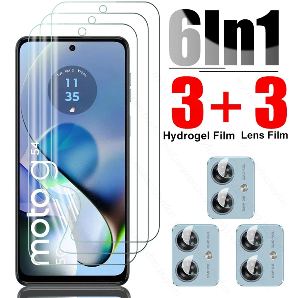 

6To1 Soft Hydrogel Film Screen Protector For Motorola Moto G54 5G Camera Glass MotoG54 MotoG84 G84 G14 4G G 14 54 84 54G 84G 14G