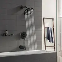 Tub Shower Faucet Set Valve Included with 6-Inch Rain Shower Head and Tub Spout Single-Handle Tub and Shower Trim Kit Matte 2