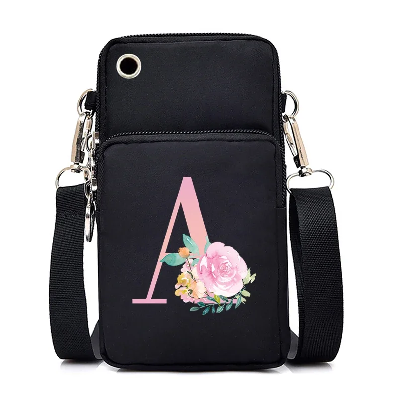 

26 Alphabet A-Z Women Mobile Phone Bag Funny Angry Cat Mini Purses Handbags Small Shoulder Bag Letters Flowers Crossbody Bags