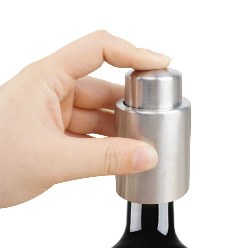 Stainless Steel Vacuum Sealed Red Wine Storage Bottle Stopper Plug Bottle Cap Opener Wine Tool